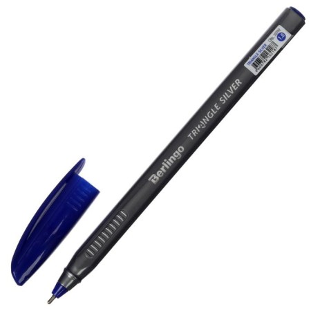 Ballic pen 1.0 mm, Triangle Silver, blue ink, three -sided-5