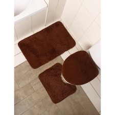 A set of mats for the bathroom and toilet of the Pushistik Dula, 3 pcs, 45 × 40, 40 × 50, 50 × 80 cm, brown color