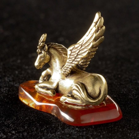 Souvenir "Horse Pegas", Brass, Amber-1