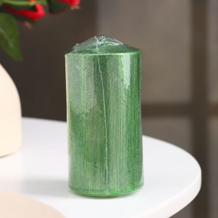 Candle - cylinder "Vintage", 5x10 cm, green-2