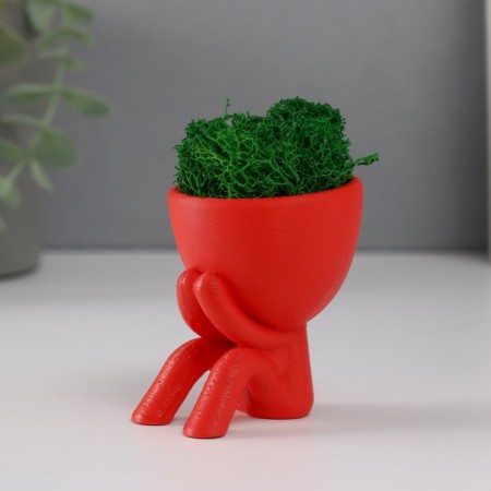 Kashpo concrete mini "Mr. Green" Kikazaru with moss red 5.5x6.5 cm (moss green stabil)-3