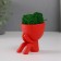 Kashpo concrete mini "Mr. Green" Kikazaru with moss red 5.5x6.5 cm (moss green stabil)