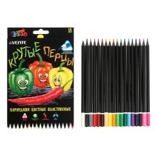 Pencils 18 colors are plastic, Devente Juicy Black, three -sided, 2m, 3 mm, tinted in black