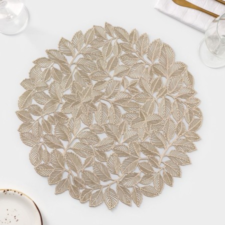 Serving napkin on the table "Leaves", PVC, 38 × 38 cm, color gold-1