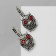 Earrings "Bird" Filin on a branch, red color in black silver