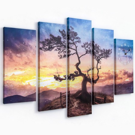 Carty clock wall modular "tree", silent, 80 x 140 cm-3