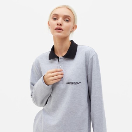 Polo with long sleeve President, size m, color gray-8
