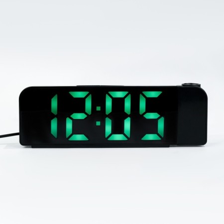 Electronic desktop watches, an alarm clock, a thermometer, with a projection, green numbers, 19.2x6.5cm