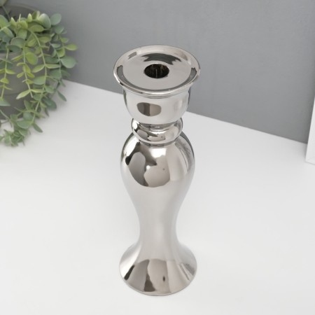 Ceramics candlestick per 1 candle "VULAL" D = 1.5 cm silver 9.8x9.8x30.5 cm-2