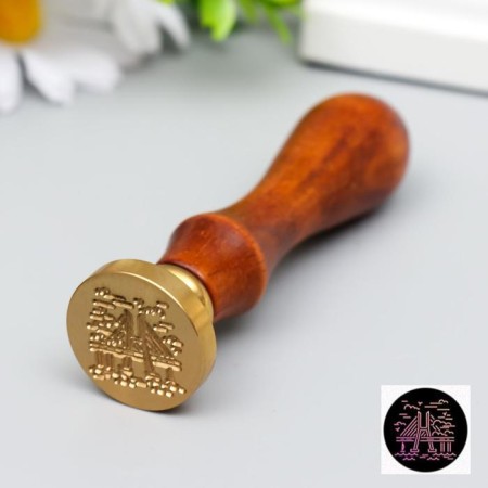 Printing for wax with a wooden handle "Night Bridge" 9x3x3 cm