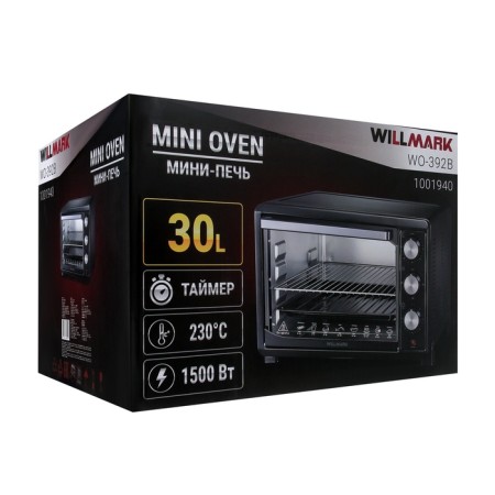 Mini-fucked Willmark Wo-392B, 1500 W, 30 L, timer, up to 230 ° C, black-3