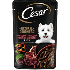 Влажный корм Cesar для собак, паприка, шпинат в соусе, пауч, 80г