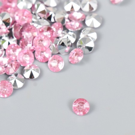 Decor for creativity in the bottle "Rhinestones. Light pink" set of 250 pcs d = 0.6 cm 4x3x3 cm-1