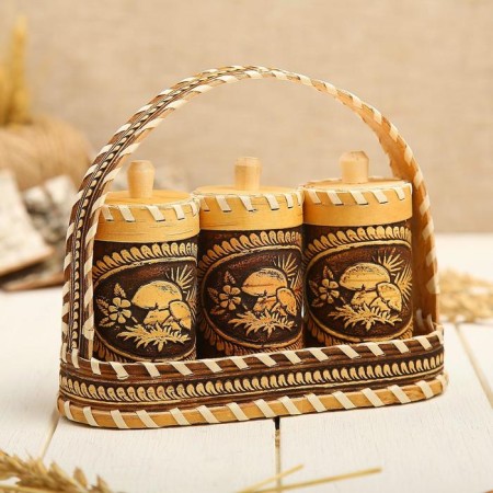 Set for spices "Basket", birch bark