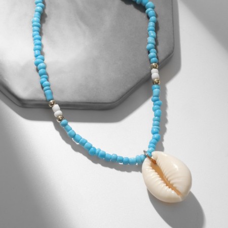 Choker "shell", white white in gold, 42 cm