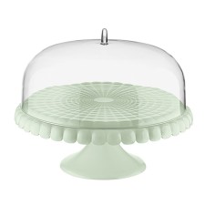 Cake stand on the leg with the Guzzini Tiffany lid, D = 30 cm, green color