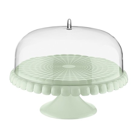 Cake stand on the leg with the Guzzini Tiffany lid, D = 30 cm, green color