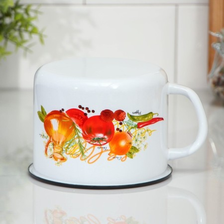 Lid mug, 1 L, Mix drawing, white color-3