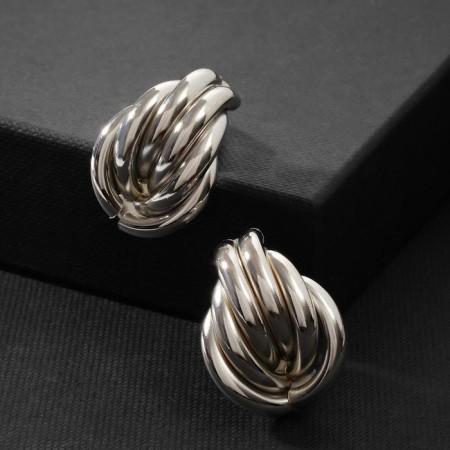 Earrings Metal "Geometry" depth, color silver-1