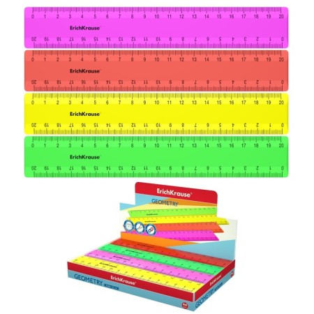 The line 20 cm Erichkrause "Neon Solid", plastic, opaque. double -sided scale, mix