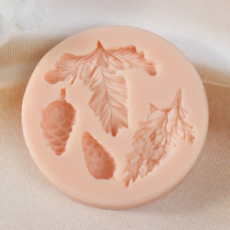 Mold Silicon "coniferous branches" 3x1.5x0.7 4.5x5x0.7 5.2x2.5x0.7 cm-1