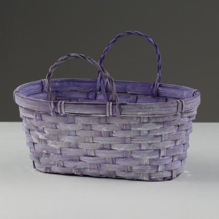 Wicker basket, 26 x 13 x 11 cm, purple, bamboo