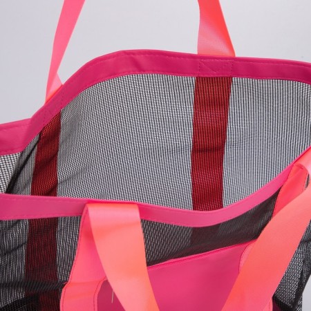 Bag - Shoper beach, 33x32x1 cm, with a grid, pink color-5
