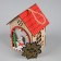 Christmas tree toy "House with a snowman", from batteries, a glow of warm white