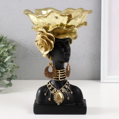 Souvenir Polystone stand "African with a golden flower on the head" 24x15x15.5 cm