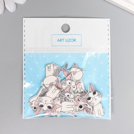 Decor for creativity tree "Striped cats" set 10 pcs 2.1x1.3 cm-3