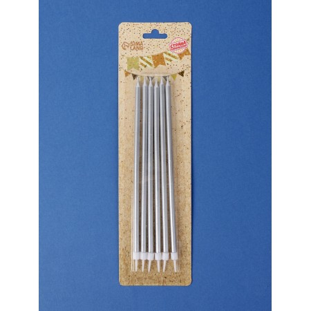 Candles in the cake "Tall Royce", 6 pcs, silver-4