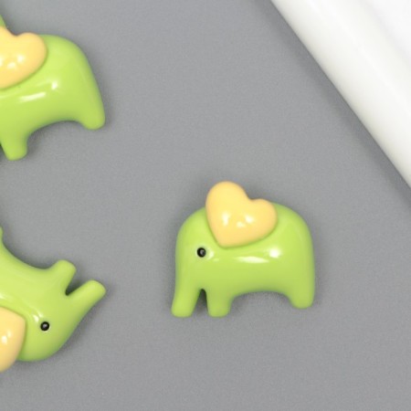 Decor for creativity plastic "Green Elephant" 2.4x2.4x1.5 cm