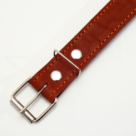 Leather collar on felt decorated, 65 x 3.5 cm, Osh 50-60 cm, brown-7