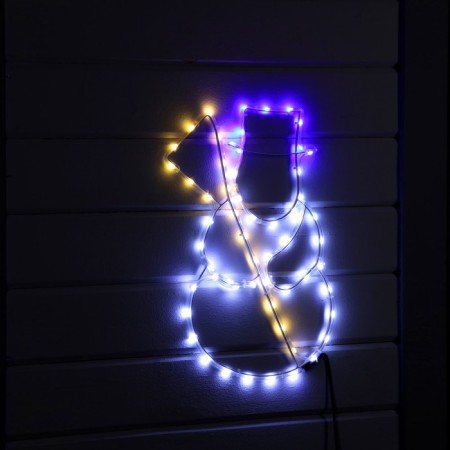 LED figure "Snowman", 48 × 52 cm, Duralight, 60 LED, 220 V, glow white/warm white/blue