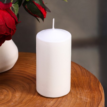 Candle cylinder, 5x10 cm, set 2 pcs, white-4
