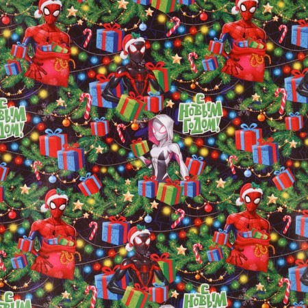 New Year. Packaging paper, 70x100 cm, Spider-Man-1