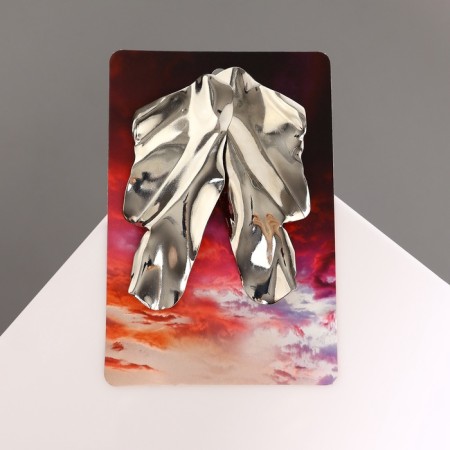 Earrings Metal "Atmosphere" abstraction, color silver-4