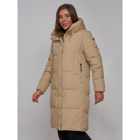 Coat insulated winter female, size 48, color light brown-7