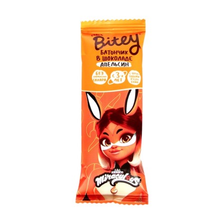 Bityy Lady Bug chocolate bar with pieces of fruit "Orange", 35 g