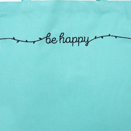 Шопер детский для девочки Be happy, 35 х 0,5 х 40 см, вышивка, бирюзовый-2