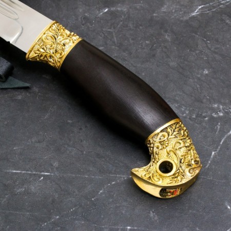 Caucasian knife "Plastun" with scabbard, guard - brass, steel - 65x13, handle - grab-1