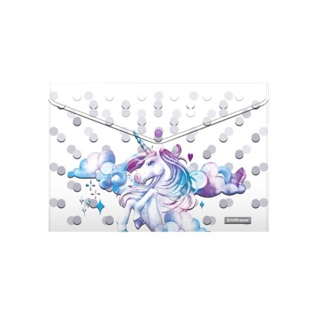 A4 button folder, 160 μm, Erichkrause Dream Unicorn, plastic, translucent, with print