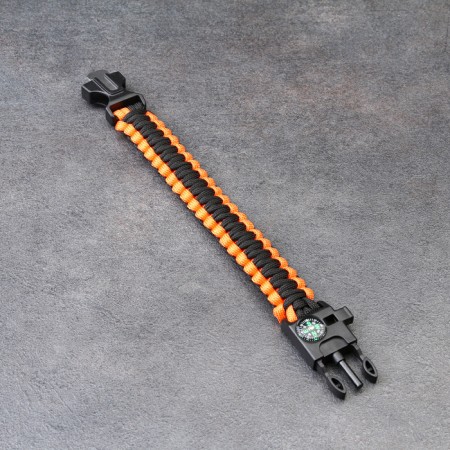 4B1 survival bracelet (paracord, compass, whistle, fire), black-orange-4
