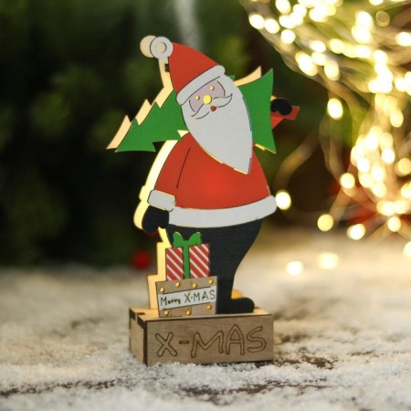 Figure New Year's light "Santa Claus with a Christmas tree and gifts" 10x17 cm-2