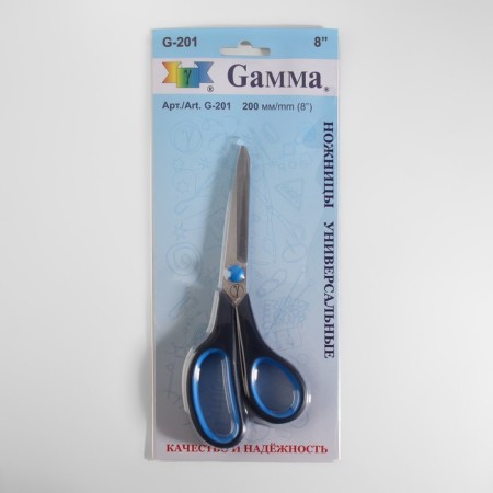 Scissors are universal, mowed blade, heat -resistant handles, 8 ", 20 cm, black/blue color-3
