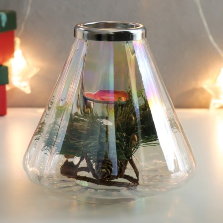 Glass candlestick, metal for 1 candle "Drop" MIX D-4 cm 14x14 cm