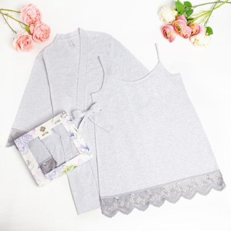 Female set (robe, shirt) KAFTAN, p. 40-42, gray-1
