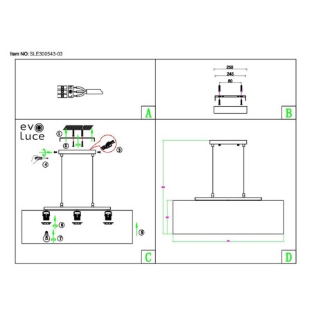 Suspended EVOLUCE lamp. Sle300563-03. Brescia. 3x40 watts, E27, 75x22x22 cm, Nickel color-1