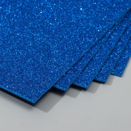 A set of glitter foamiran (5 sheets) 2 mm, 20x30 cm, blue-1