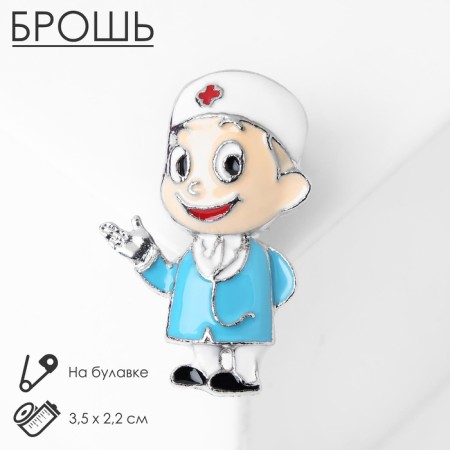 Brooch "Dr. Aibolit", colored in silver